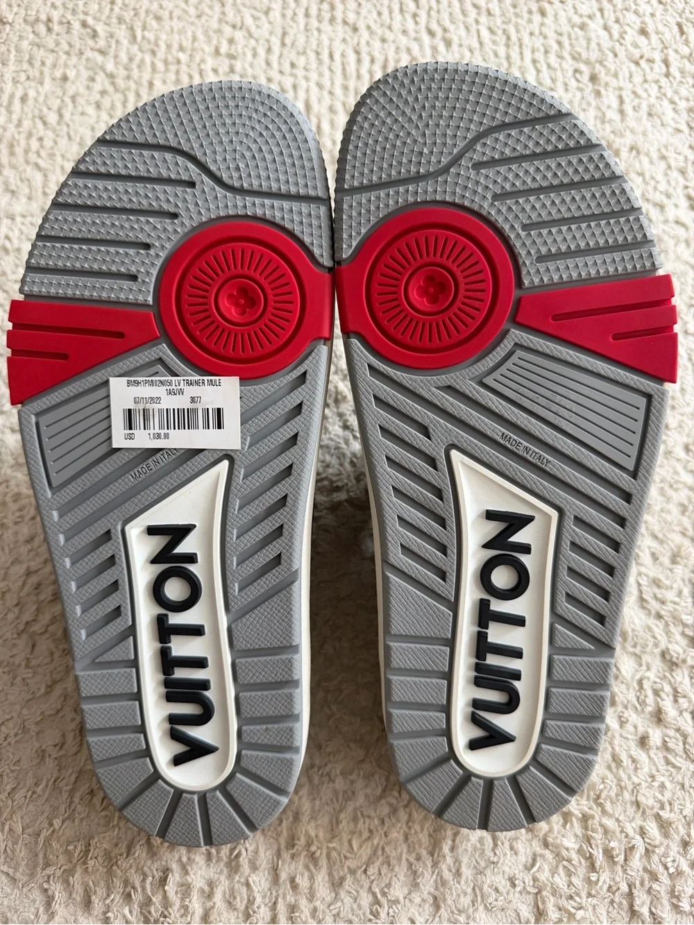 Louis Vuitton Black & White Buckle Slide Sandals